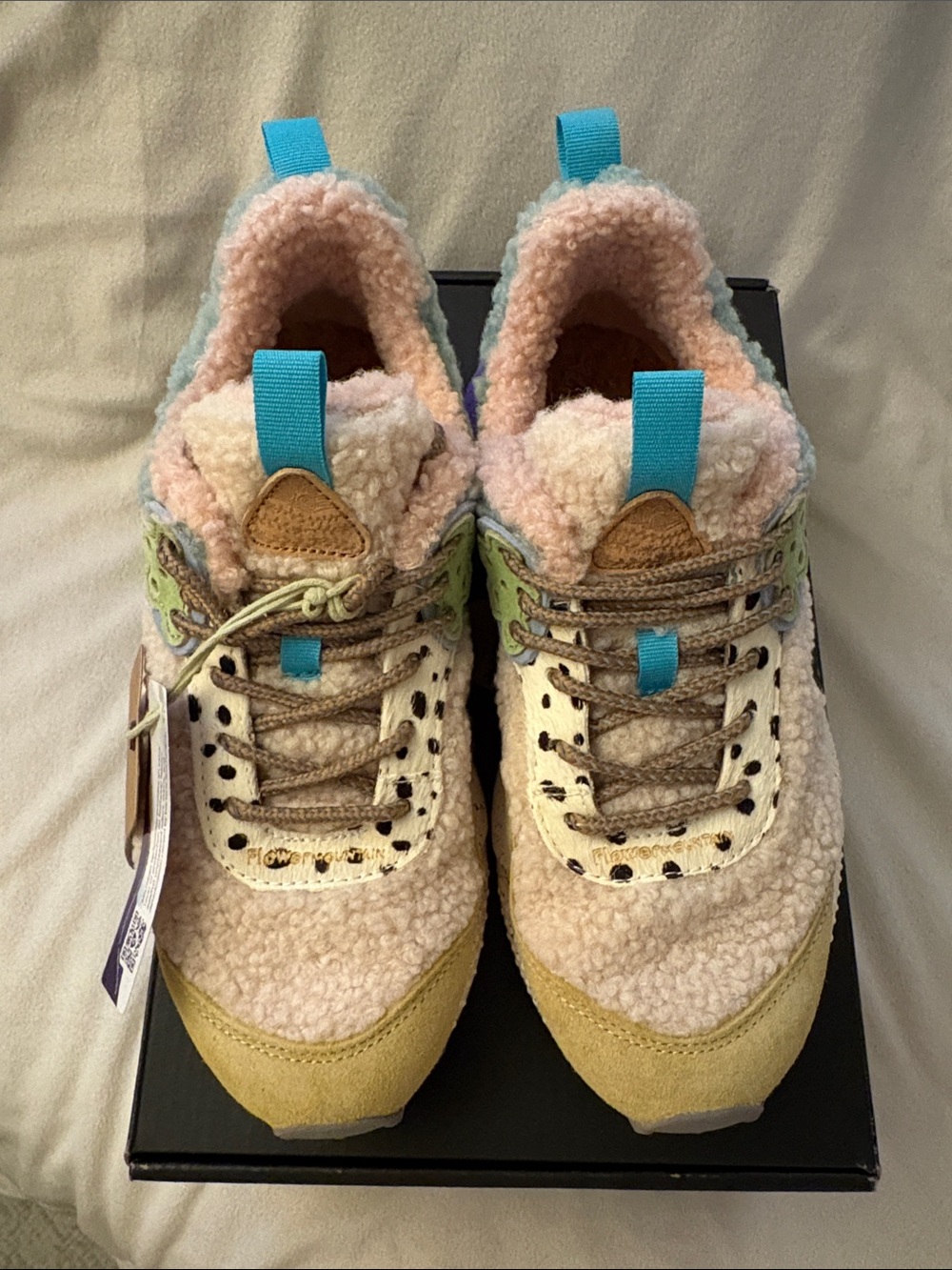 NWT Flower Mountain Kotetsu Faux Shearling Sneaker in Mustard - Picture 7 of 13